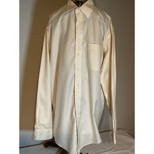 Joseph & Feiss Mens Dress Shirt 17 36/37 Tall Ivory Non Iron Cotton Long Sleeve